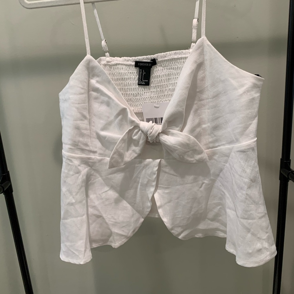 Forever 21 White Bow Crop Top